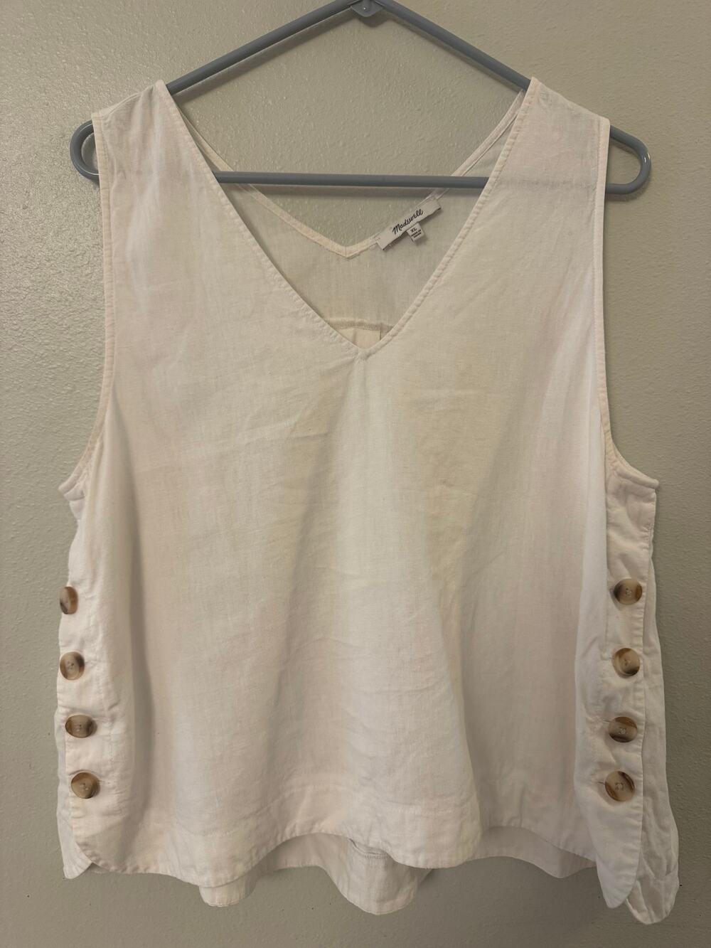 White madewell linen tank top with side button detail women's XL